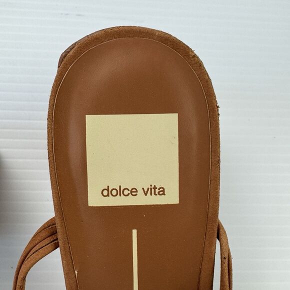 Dolce Vita Kash Cedar Nubuck Tie Up Block Heel Sandals 8.5 Square Toe Strappy - Picture 6 of 16